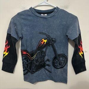 MISH Raglan Blue and Black Long Sleeve Flame Motorcycle Tee Kid’s Size 5